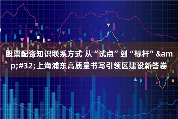 股票配资知识联系方式 从“试点”到“标杆” 上海浦东高质量书写引领区建设新答卷